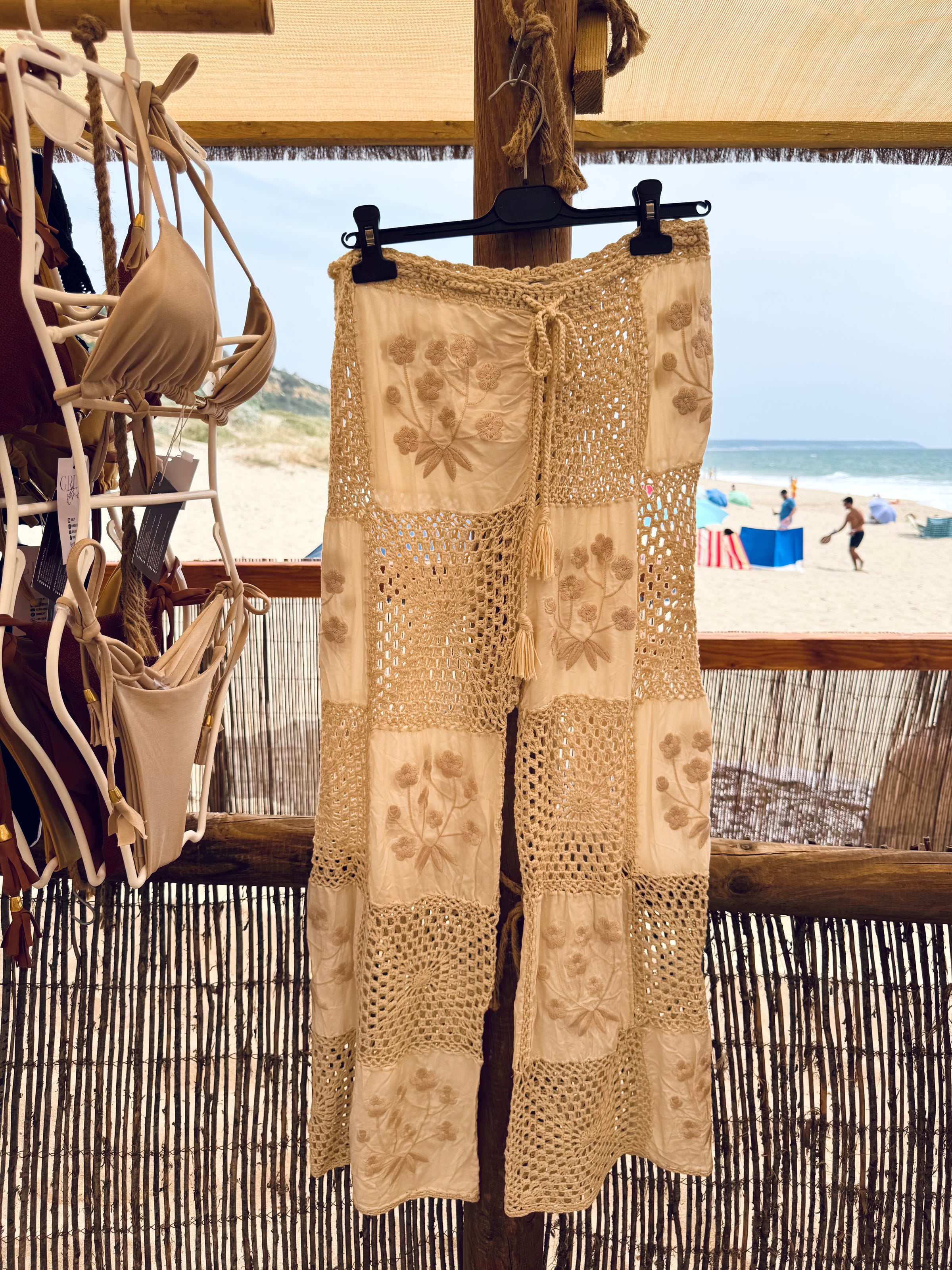Calças Croche Mia | Bege