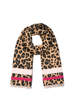 Cachecol Pantera Animal Print | Beige e Rosa