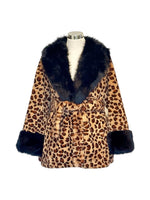 Casaco Leopard Luxe com Pêlo Preto