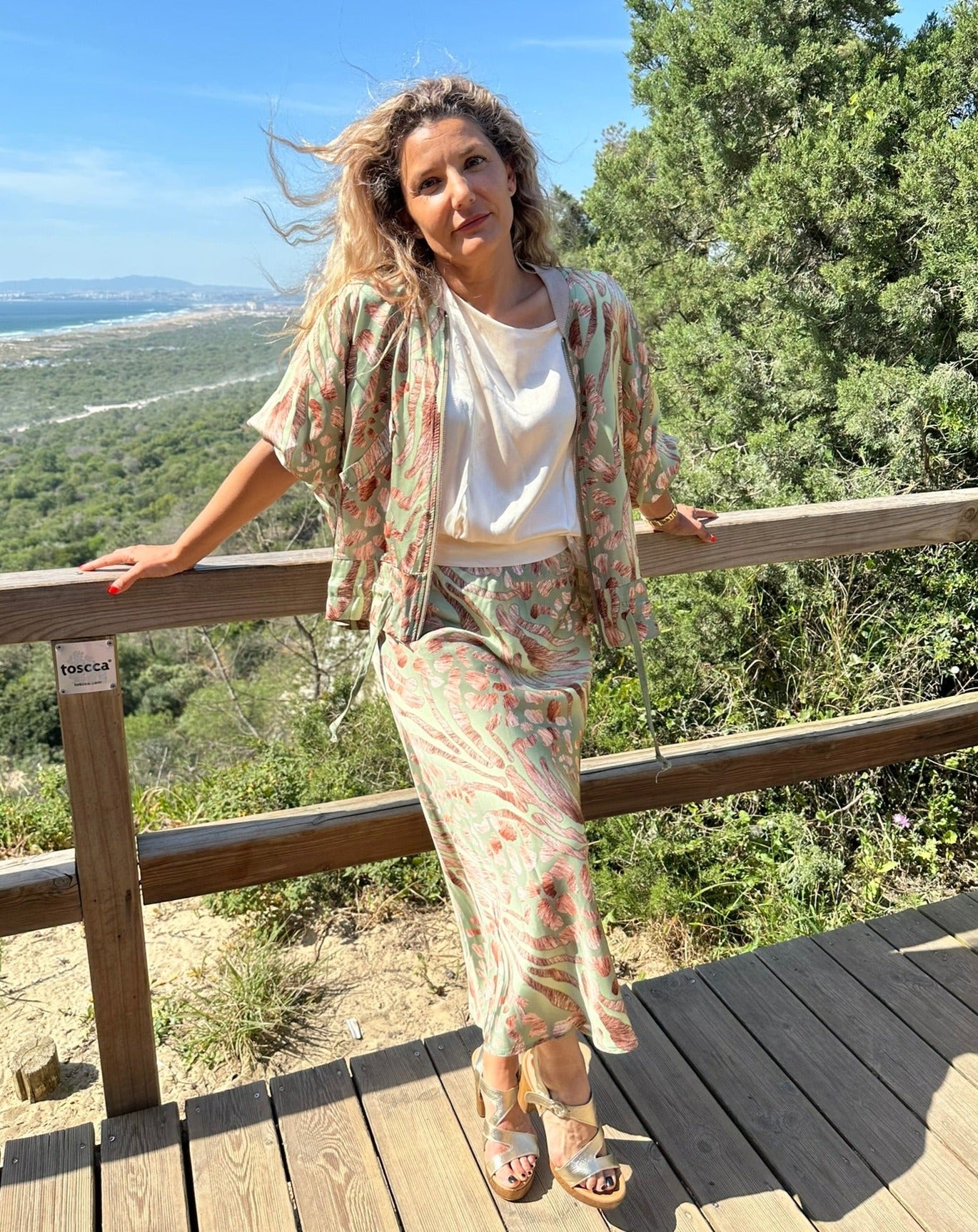 Bella Printed Bomber - Green 