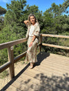 Falda Midi con Estampado Floral Verde 