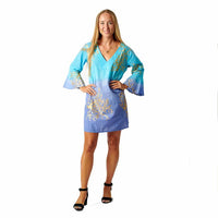 Vestido Curto Corais Dourados | Azul