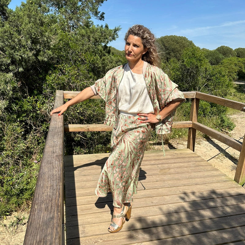 Bella Printed Bomber - Green 