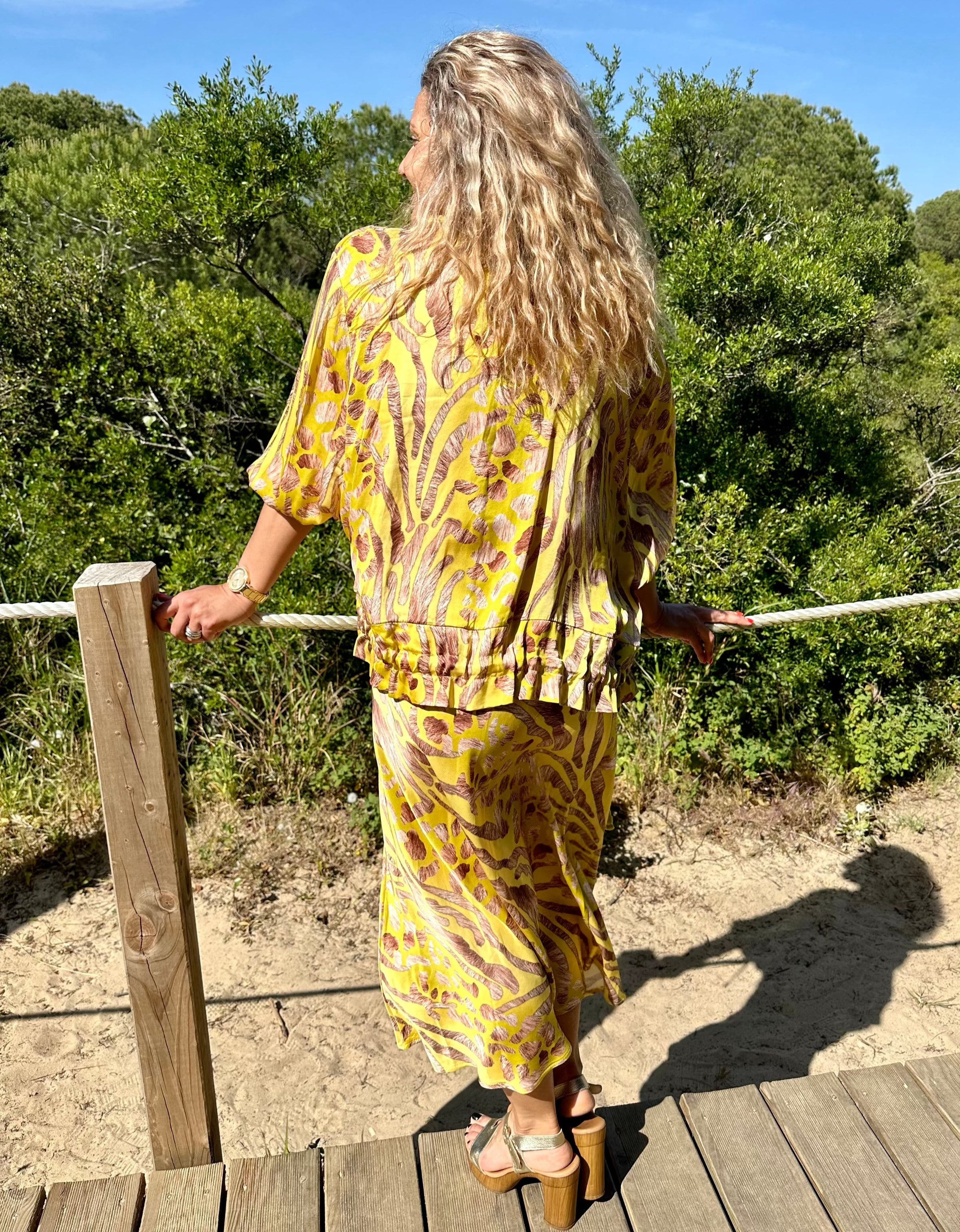 Bella Printed Bomber - Yellow
