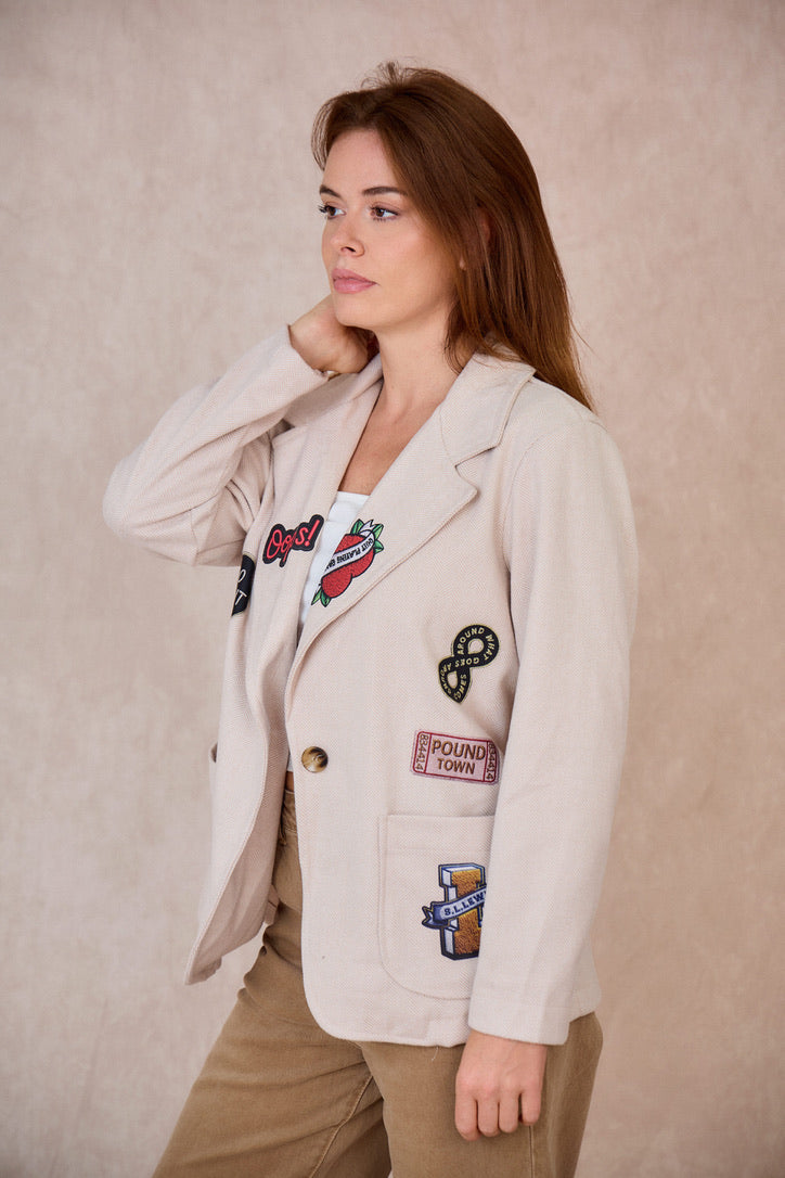 Blazer Creme com estampas