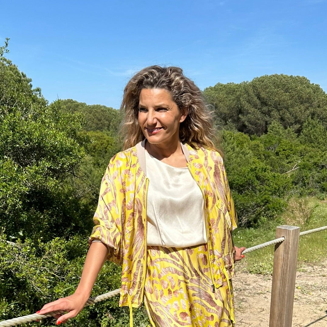 Bella Printed Bomber - Yellow