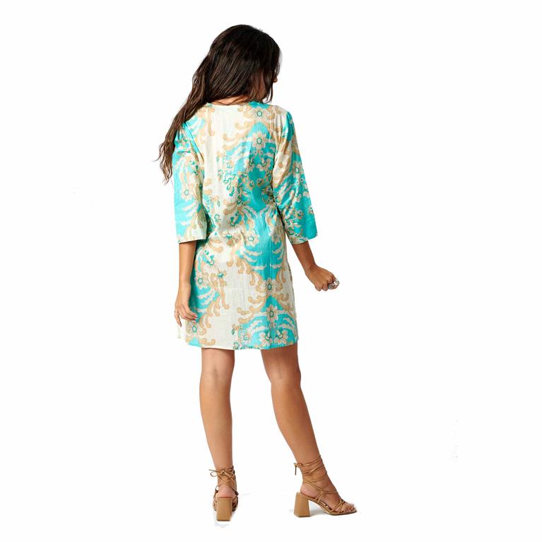 Vestido Curto Corais | Turquesa