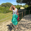 Green Midi Skirt with Floral Appliques