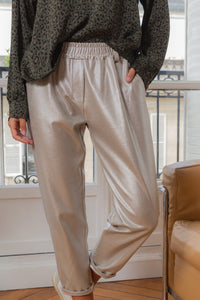 Lurex and Cotton Trousers (Silver)| Shiny