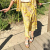 Falda Midi con Estampado Floral Amarillo 