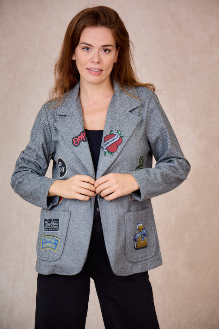 Blazer Cinzento com estampas