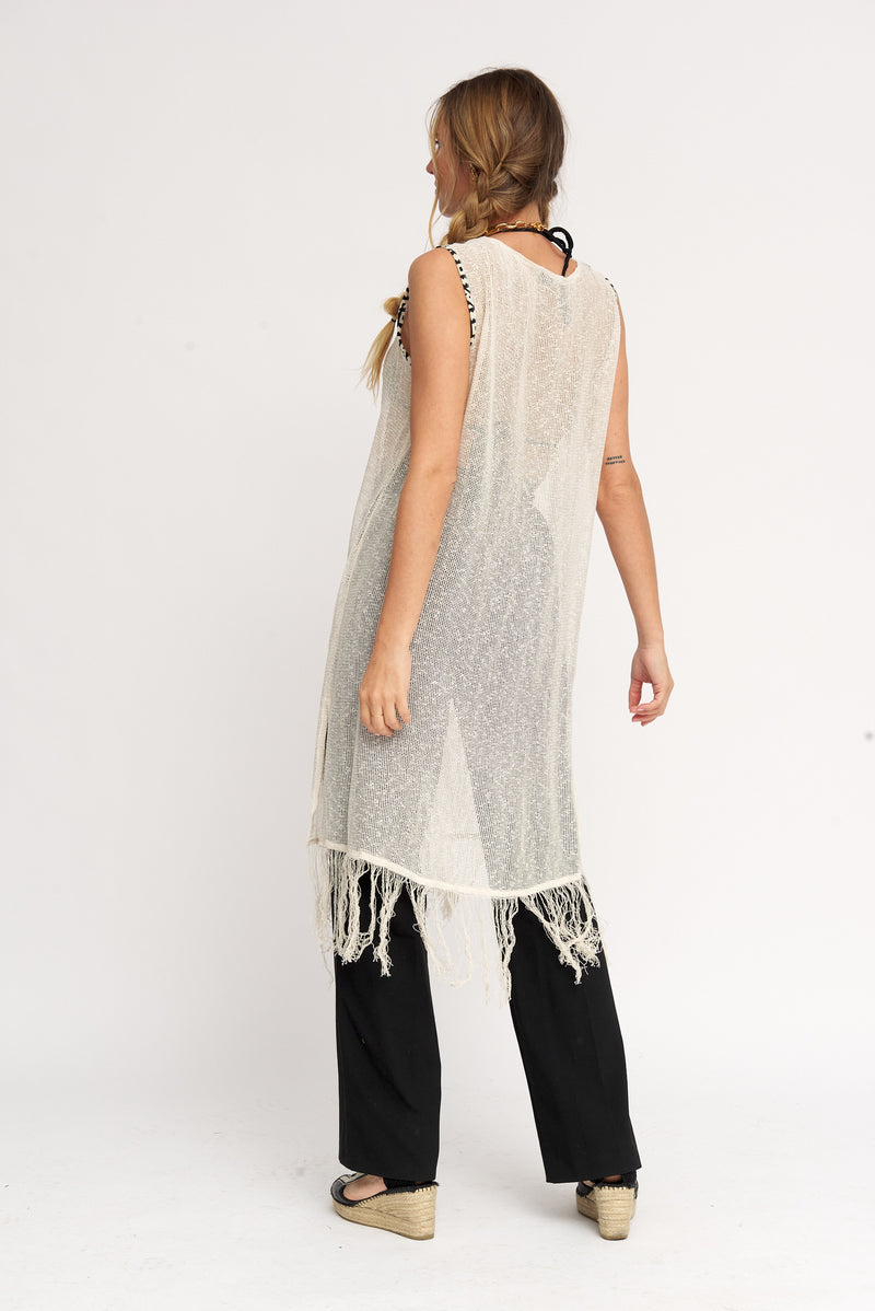 Kimono rede | Branco Pérola