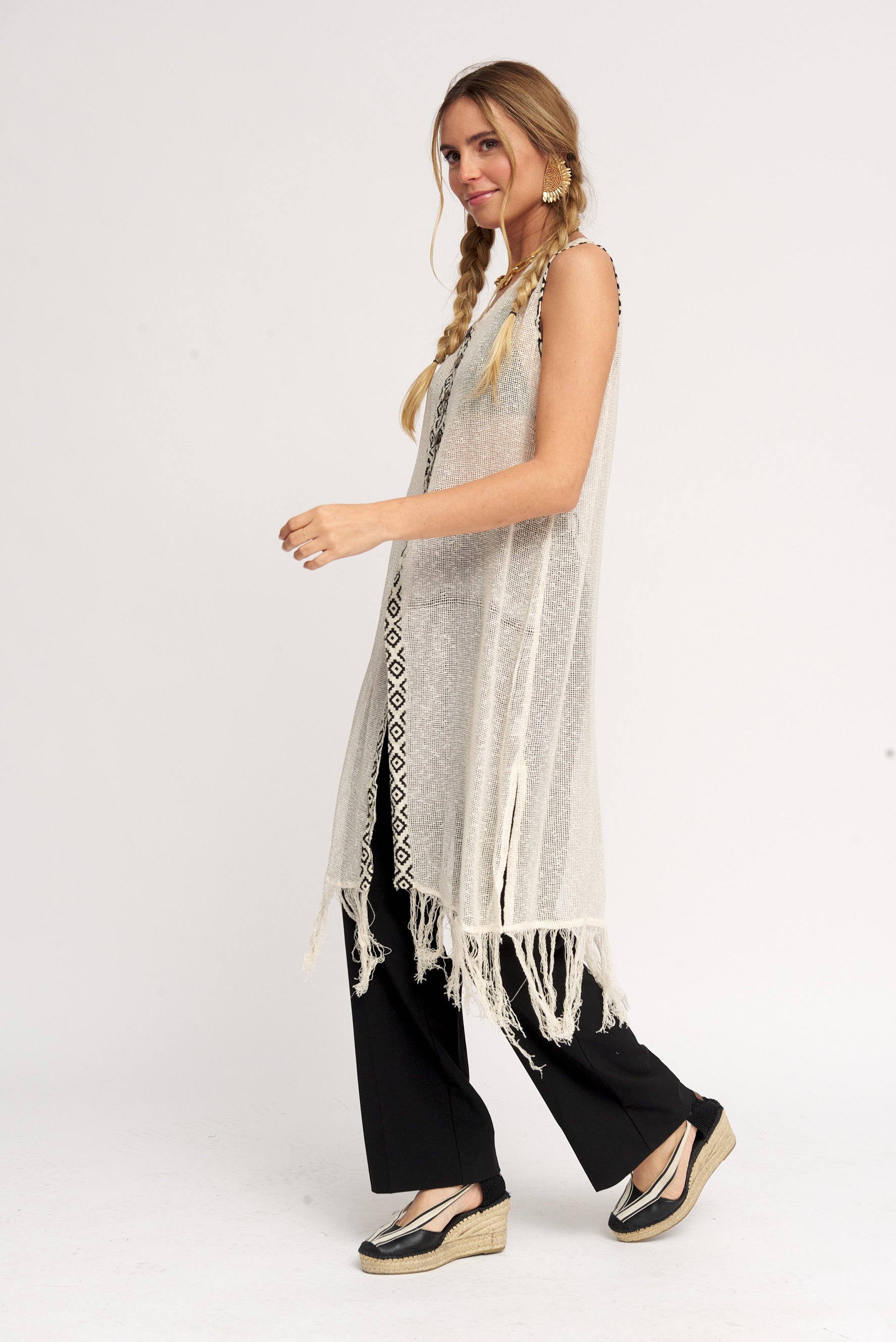 Kimono rede | Branco Pérola