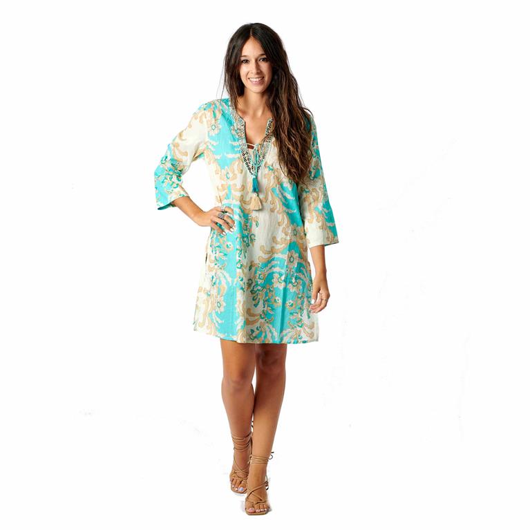 Vestido Curto Corais | Turquesa