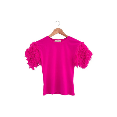 Blusa Algodão com Brilho Mangas - Rosa