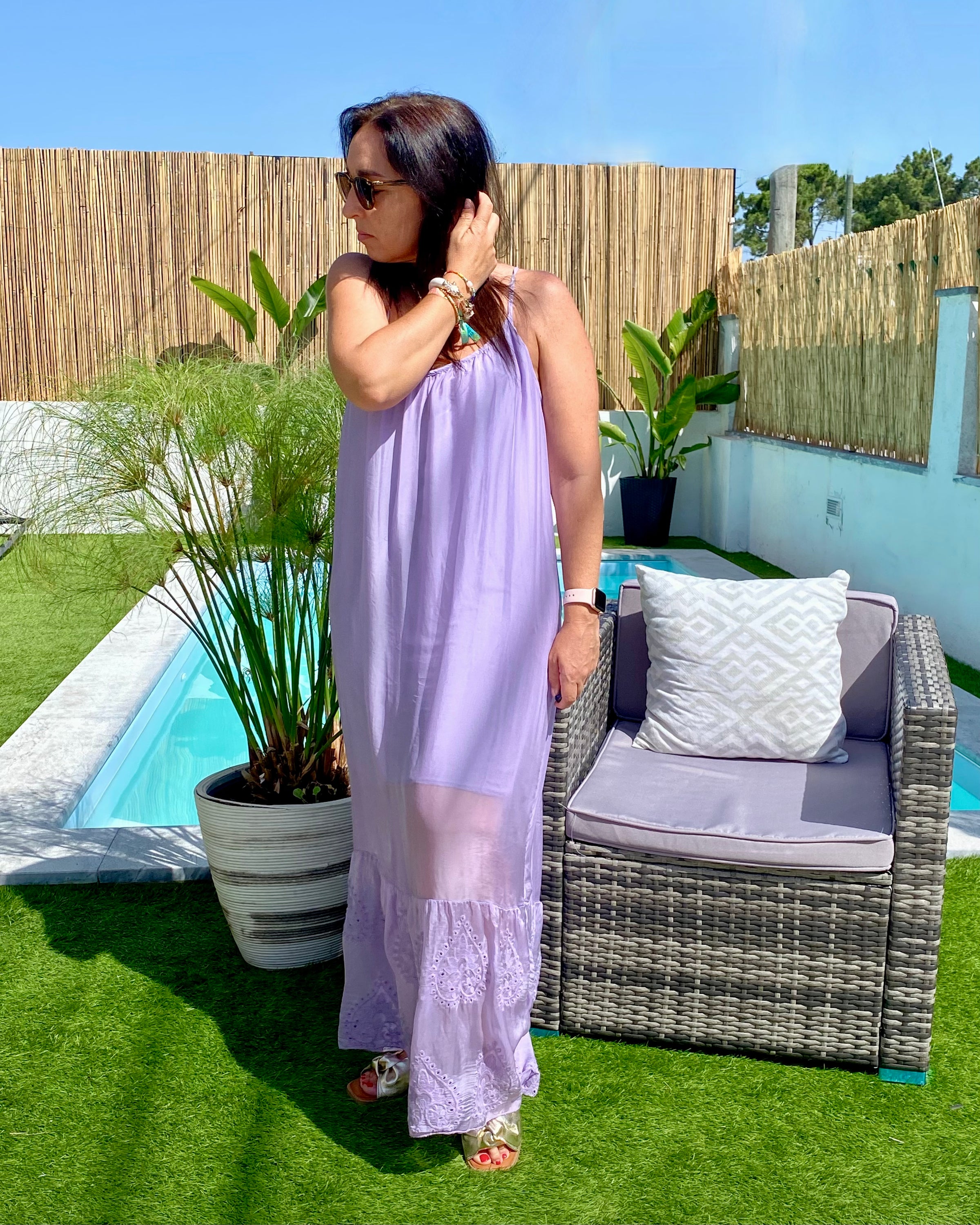 Vestido Bordado Lilás