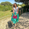 Green Midi Skirt with Floral Appliques