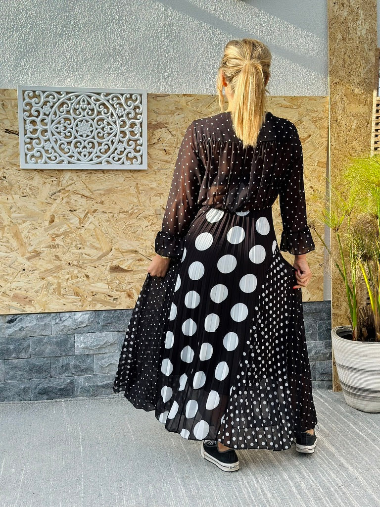 Vestido Bolas Preto e Branco