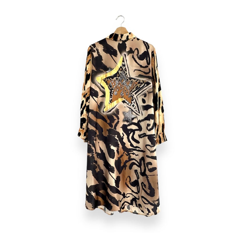 Vestido Camiseiro Star Beige| Animal Print