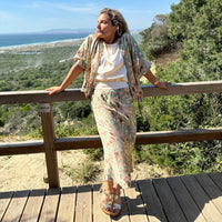 Falda Midi con Estampado Floral Verde 
