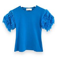 Blusa de algodón con mangas brillantes - Azul 