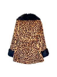 Leopard Luxe Coat with Black Fur