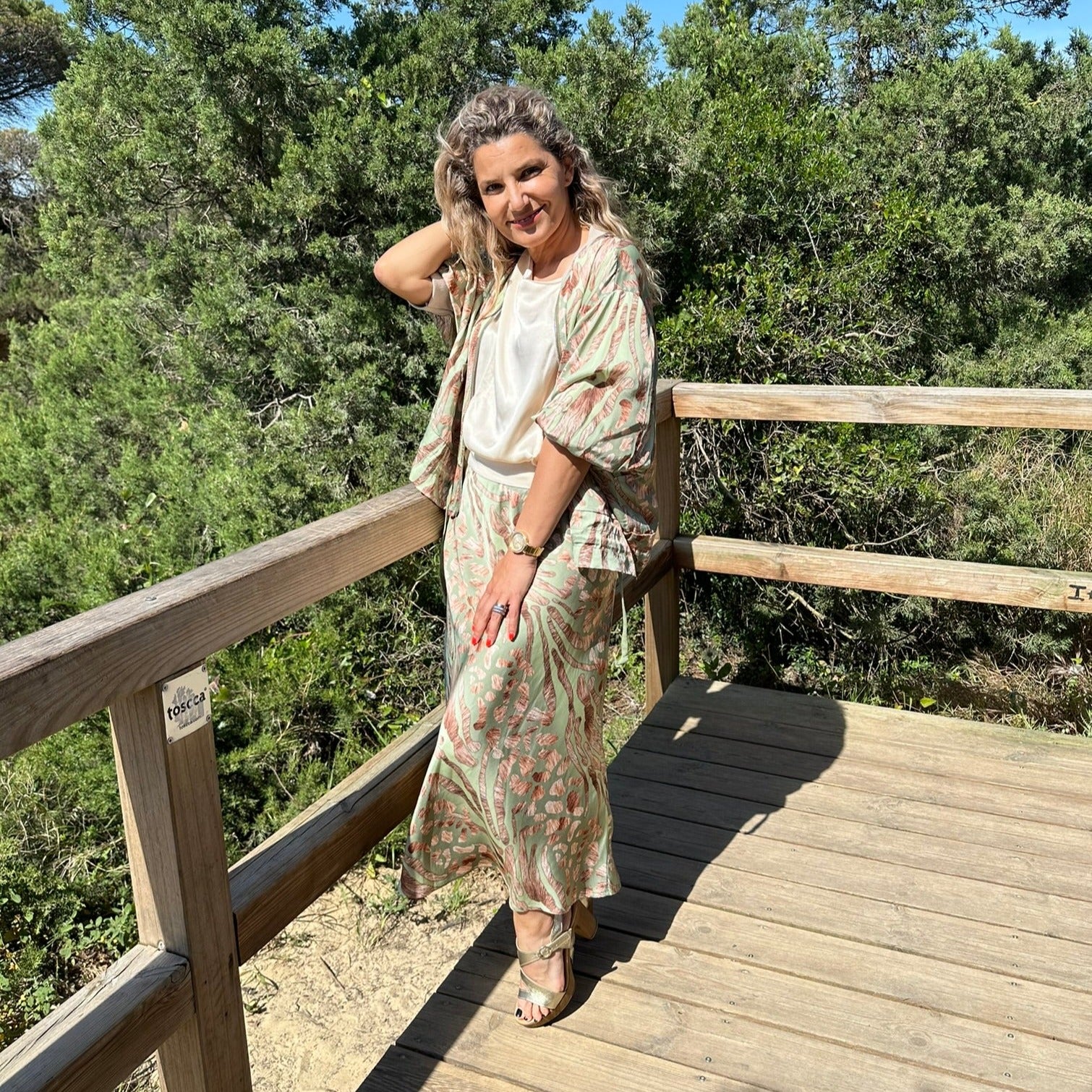 Bella Printed Bomber - Green 