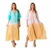 Vestido Kaftan Algodão Bordado | Azul
