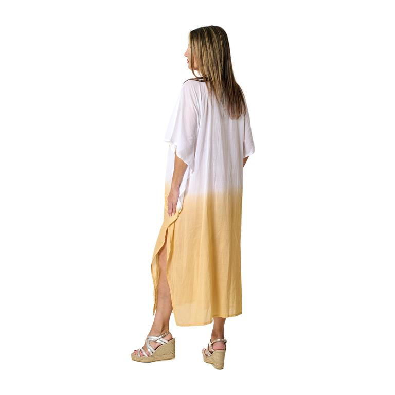 Vestido Kaftan Algodão Bordado | Branco