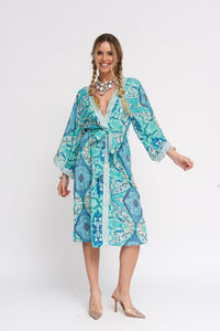 Kimono Seda Bordado | Rosa