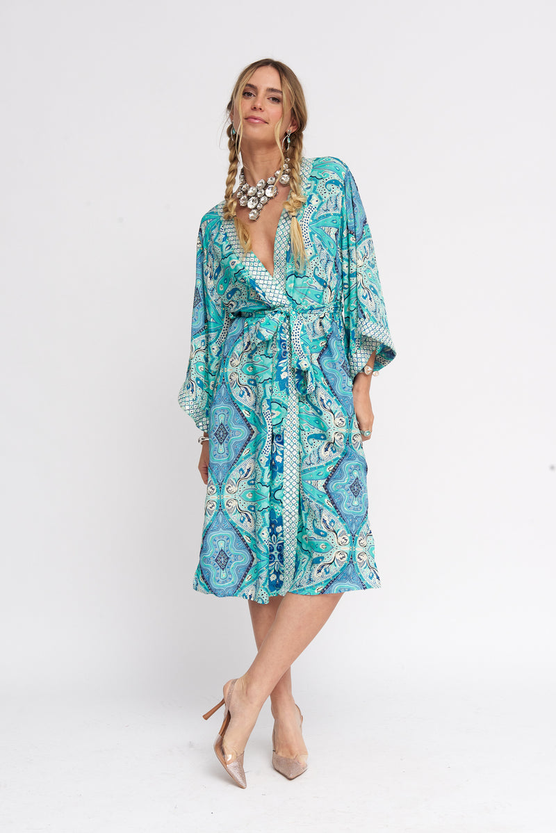 Kimono Seda Bordado | Rosa