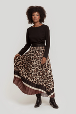 Saia Plissada Animal Print | Leopardo