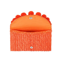 Clutch de palha com pompons - Grine Store | Bijuterias