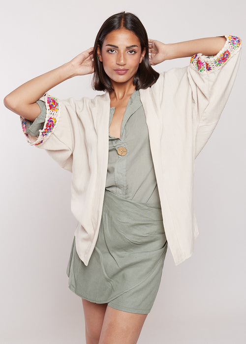 KIMONO LARGO CROCHET BEIGE | MELINA