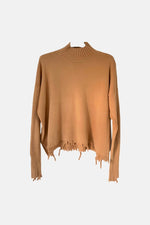 Blusa Gola Alta com Franjas ( Camel) | Nyla