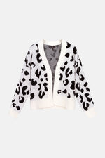 Cardigan de malha (Branco) | Leopard