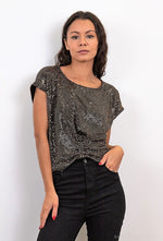 Blusa/ Top lantejoulas (Dourado) | Quezia