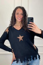 Camisola de Malha Estrelas Camel | Nala - Grine Store | Bijuterias