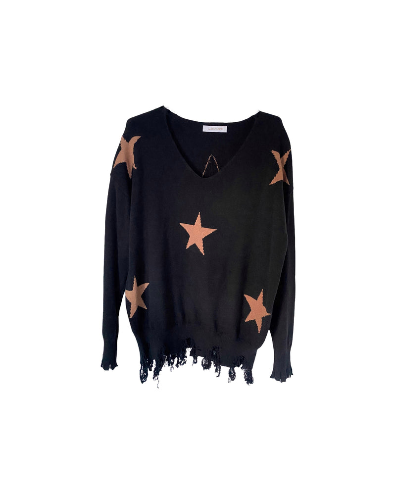 SUDADERA DE PUNTO CAMEL ESTRELLAS | NALA