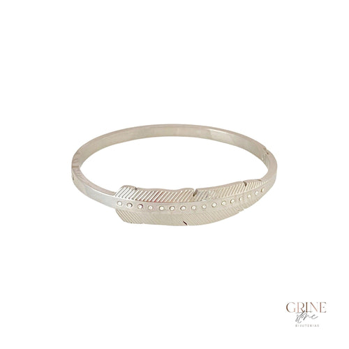 Pulseira leaf de Aço Inoxidável e Strass - Grine Store | Bijuterias