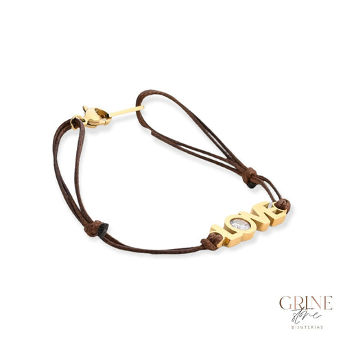 Pulseira LOVE de Aço inoxidável e brilhante, ajustável - Grine Store | Bijuterias