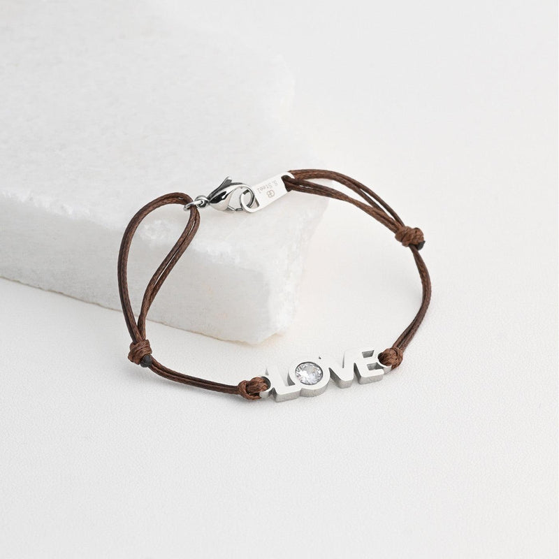 Pulseira LOVE de Aço inoxidável e brilhante, ajustável - Grine Store | Bijuterias