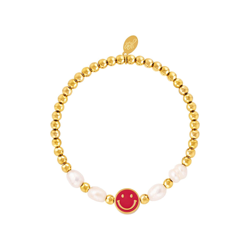 Pulseira Pérolas Smiley, Aço Inoxidável - Grine Store | Bijuterias