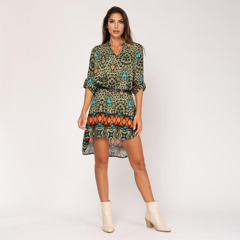 Vestido Curto Animal Print (verde) | Zuly - Grine Store | Bijuterias