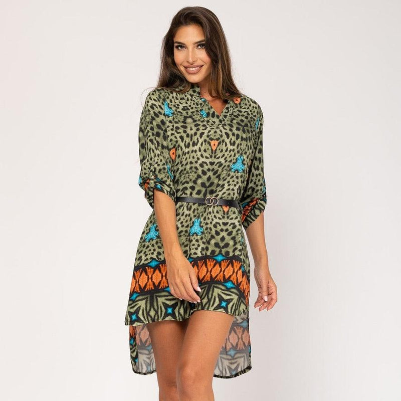 Vestido Curto Animal Print (verde) | Zuly - Grine Store | Bijuterias