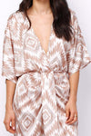 VESTIDO MIDI (BEIGE) | GEOMETRIC - Grine Store | Bijuterias